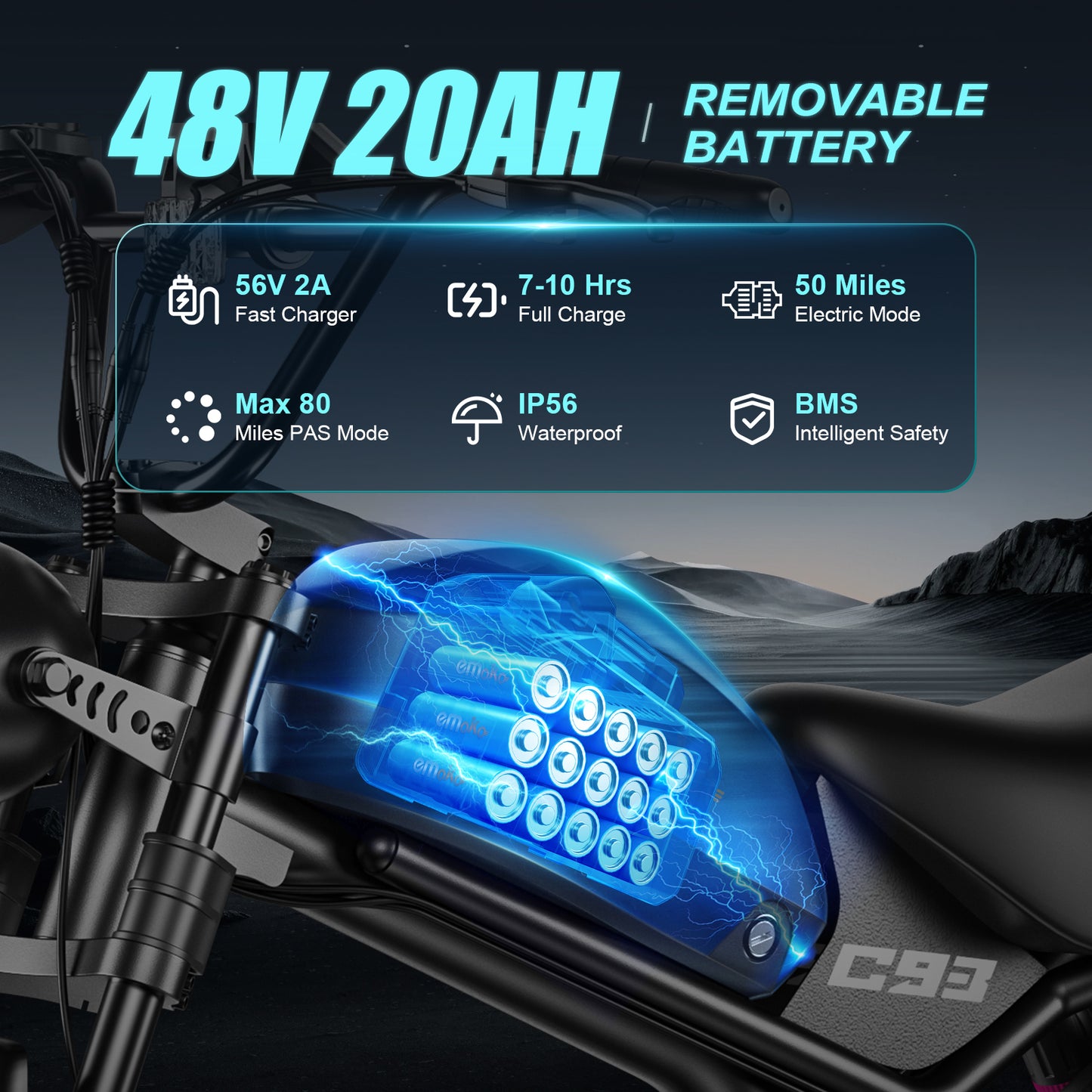 EMOKO "C93 20 inch fat tyre high speed ebike"