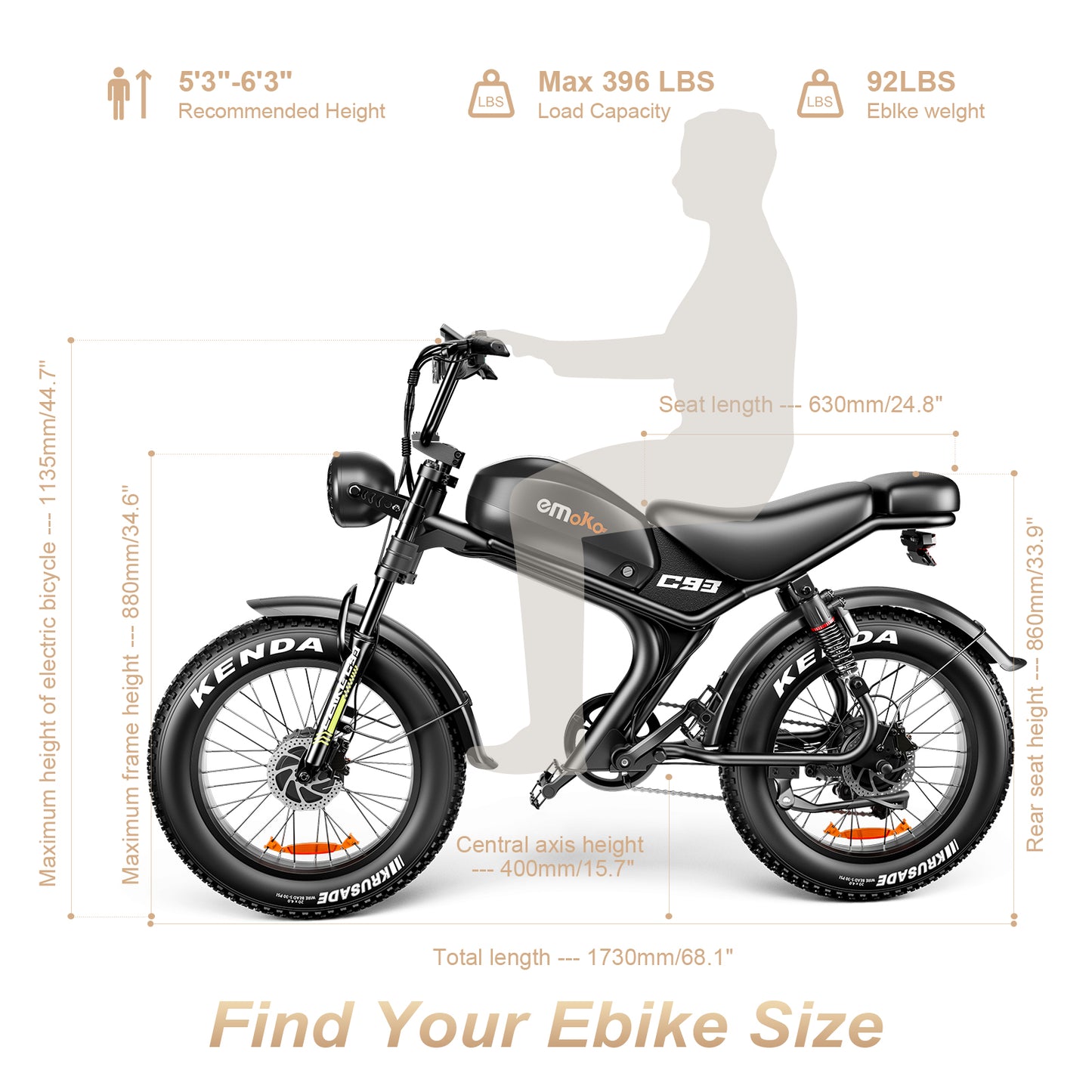 EMOKO "C93 20 inch 23AH 2000w fat tyre high speed ebike"