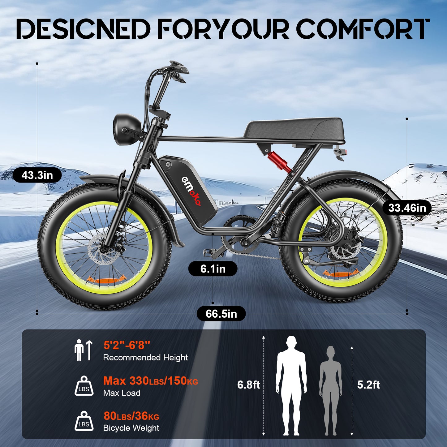 Emoko C91 20 inch fat tyre high speed ebike