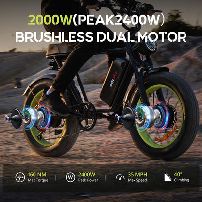 Emoko C91 20 inch 23Ah 2000w dual drive  fat tyre high speed ebike