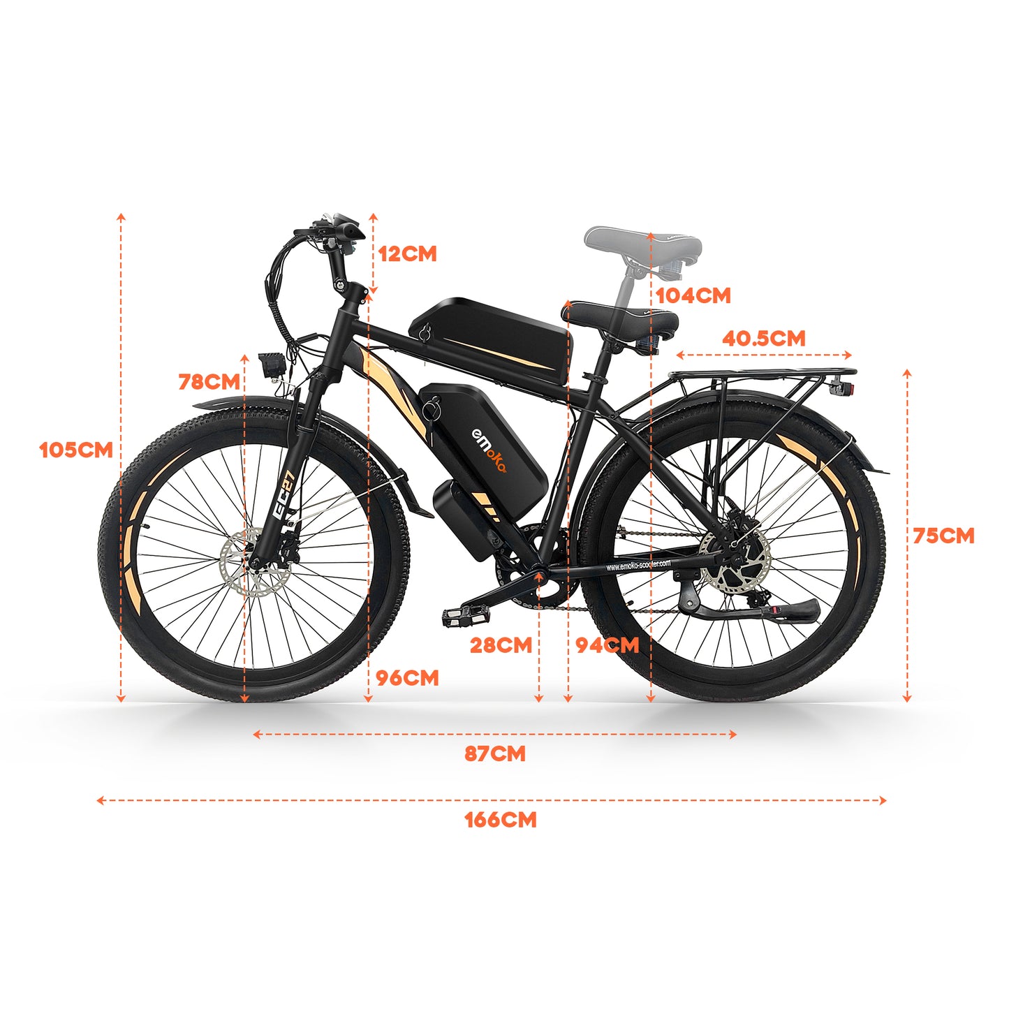 EC27 27.5 inch  delivery ebike dual battery