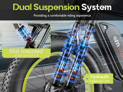 Emoko C91 20 inch 23Ah 2000w dual drive  fat tyre high speed ebike