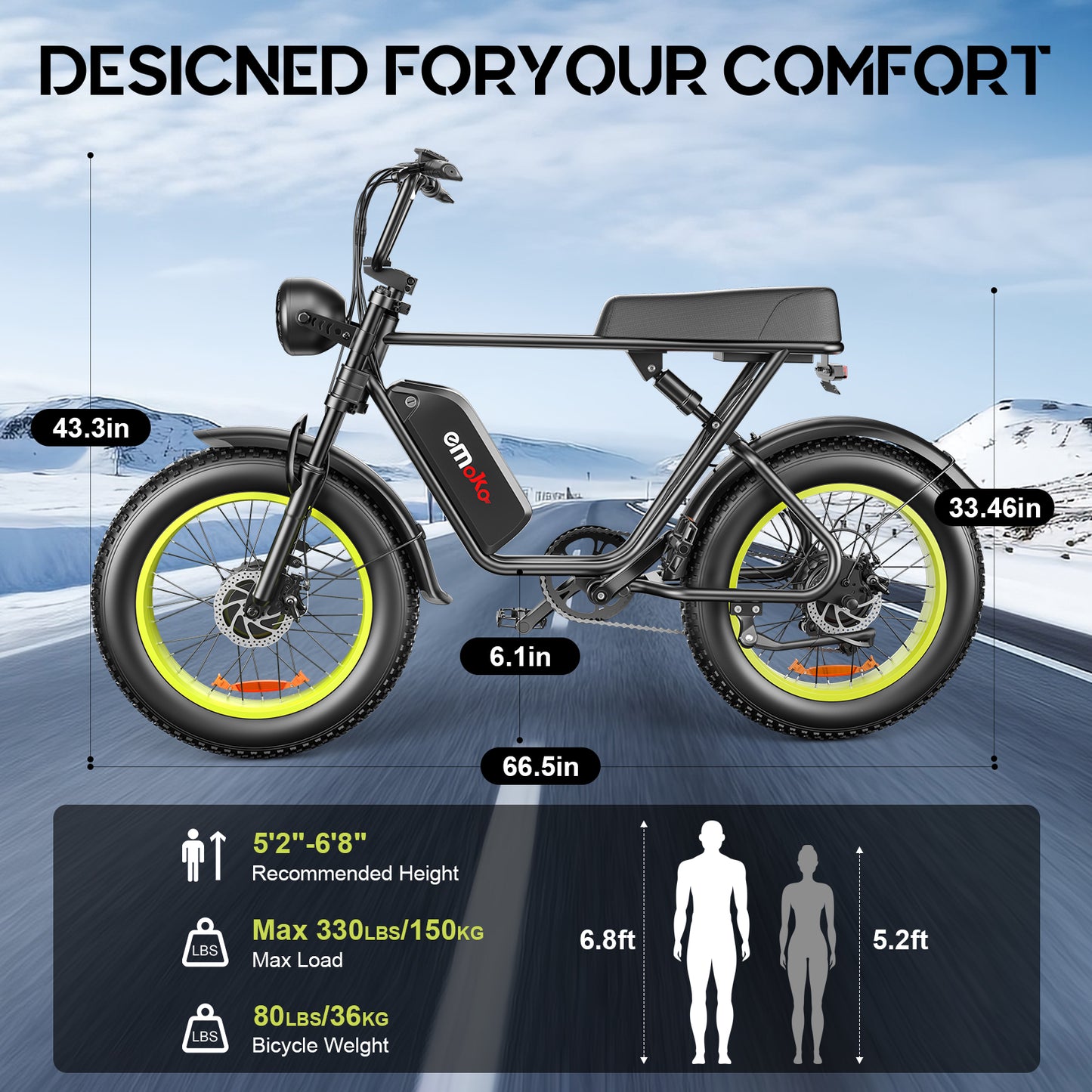 Emoko C91 20 inch 23Ah 2000w dual drive  fat tyre high speed ebike